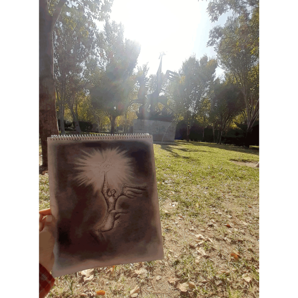 نقاشی طراحی زنده سورئال سرباز خورشید